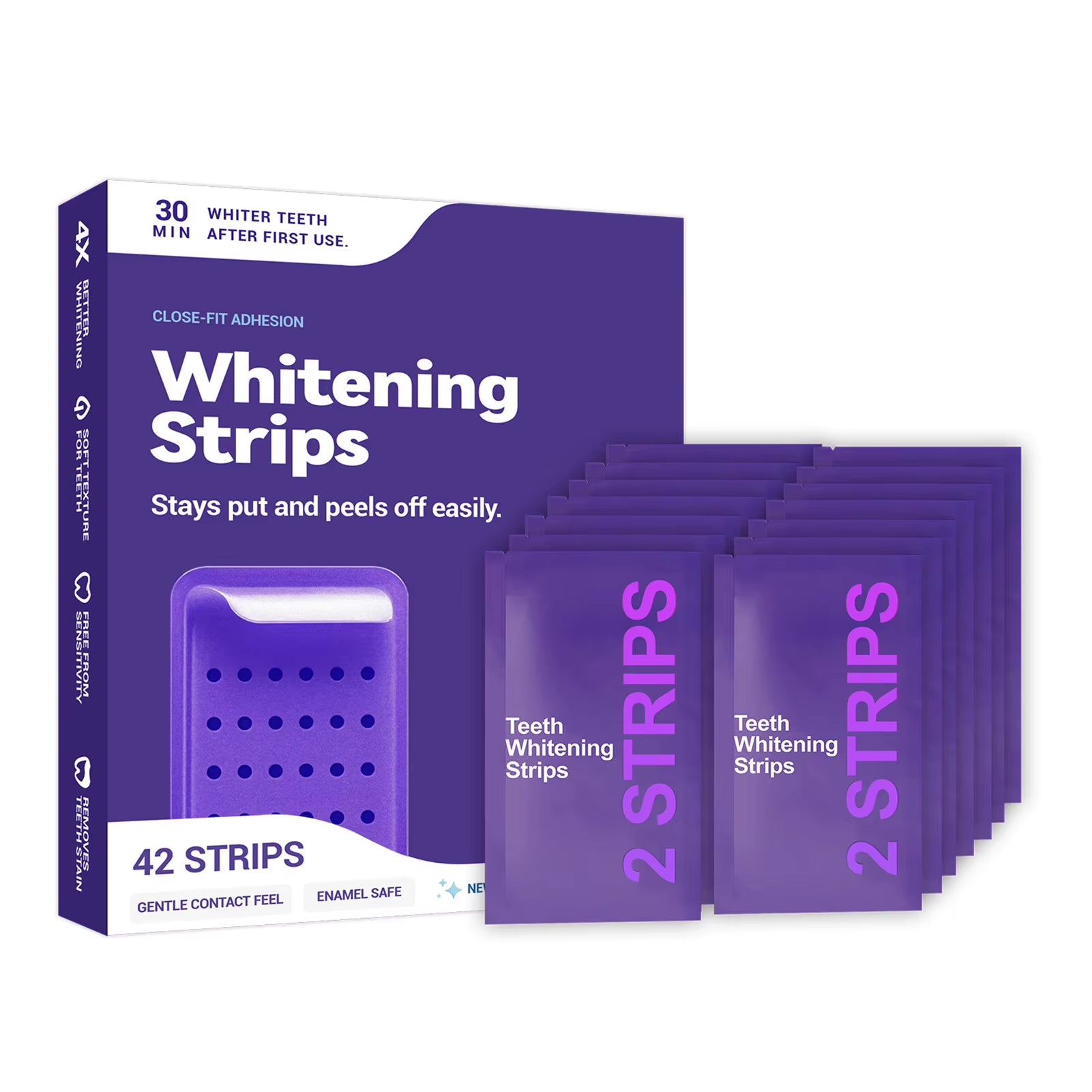 Purple Teeth Whitening Strips Oral Hygiene Fresh Breath Brighten Tooth Bleaching Long Lasting Oral Care Tooth Whitener Patches