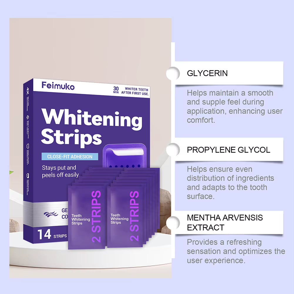 Purple Teeth Whitening Strips Oral Hygiene Fresh Breath Brighten Tooth Bleaching Long Lasting Oral Care Tooth Whitener Patches