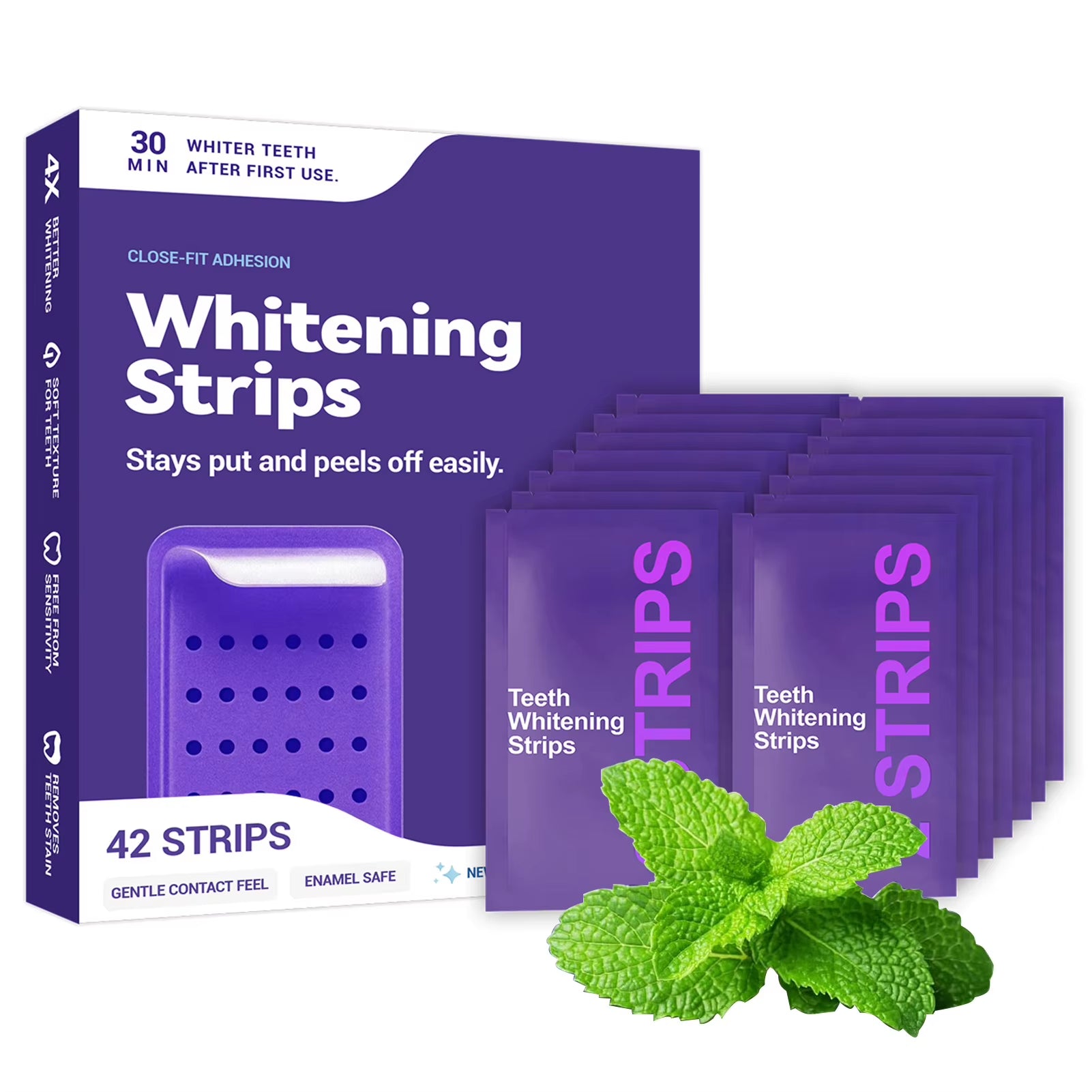 Purple Teeth Whitening Strips Oral Hygiene Fresh Breath Brighten Tooth Bleaching Long Lasting Oral Care Tooth Whitener Patches