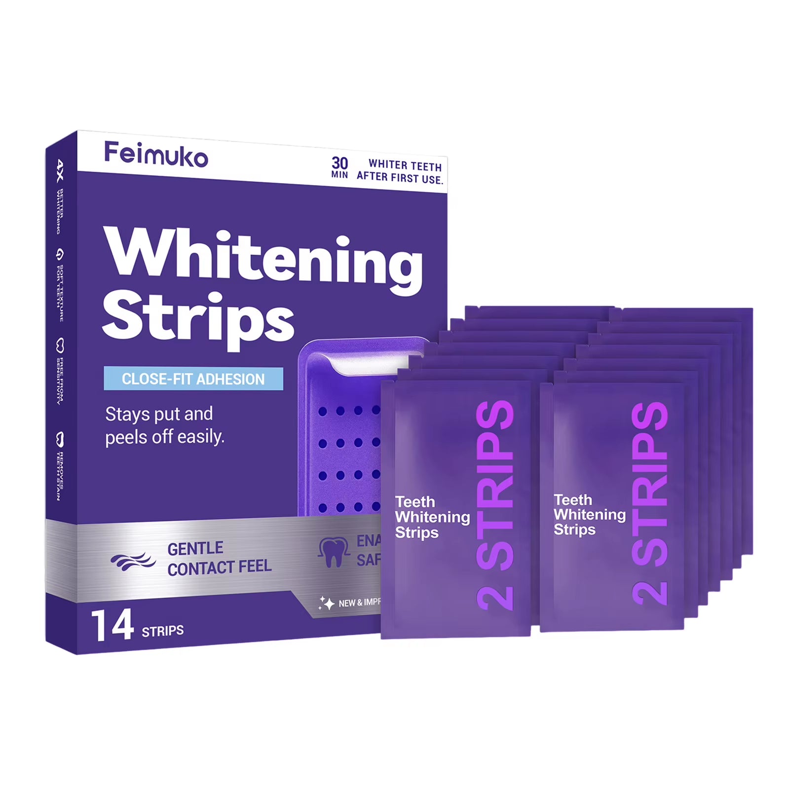Purple Teeth Whitening Strips Oral Hygiene Fresh Breath Brighten Tooth Bleaching Long Lasting Oral Care Tooth Whitener Patches