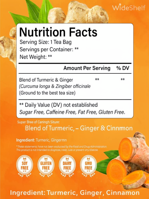 100% Natural Ingredients Turmeric Cinnamon Tea Health Wellness Tea Bag Antioxidant Support Enhances Immunity Health Care Product